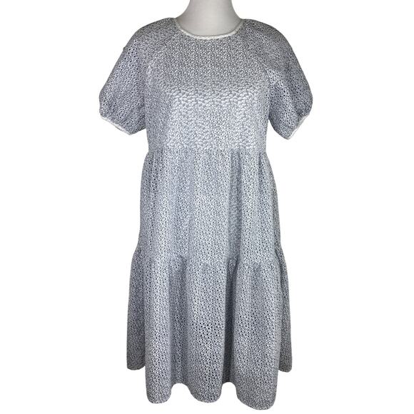 Everlane Tiered Eyelet Dress, Blue, White, Size Small - Picture 1 of 10